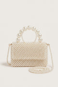 Celeste faux-pearl chain shoulder bag in ivory — front view