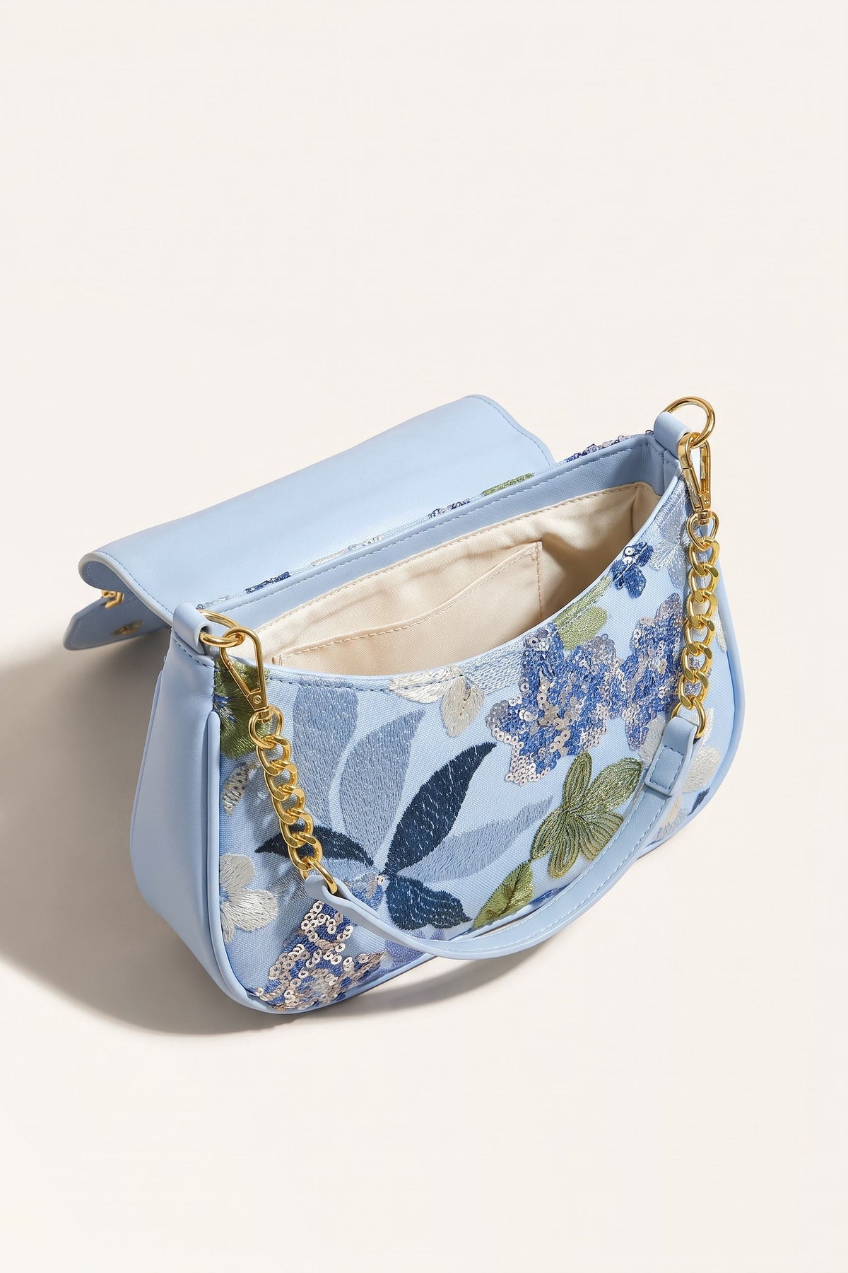 Elodie Shoulder Bag in Blue — open view