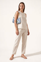 Elodie Shoulder Bag in Blue — on model
