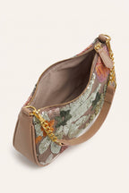 Elodie floral sequin shoulder bag in Brown — open view
