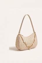 Florence shoulder bag in beige — three-quarter view
