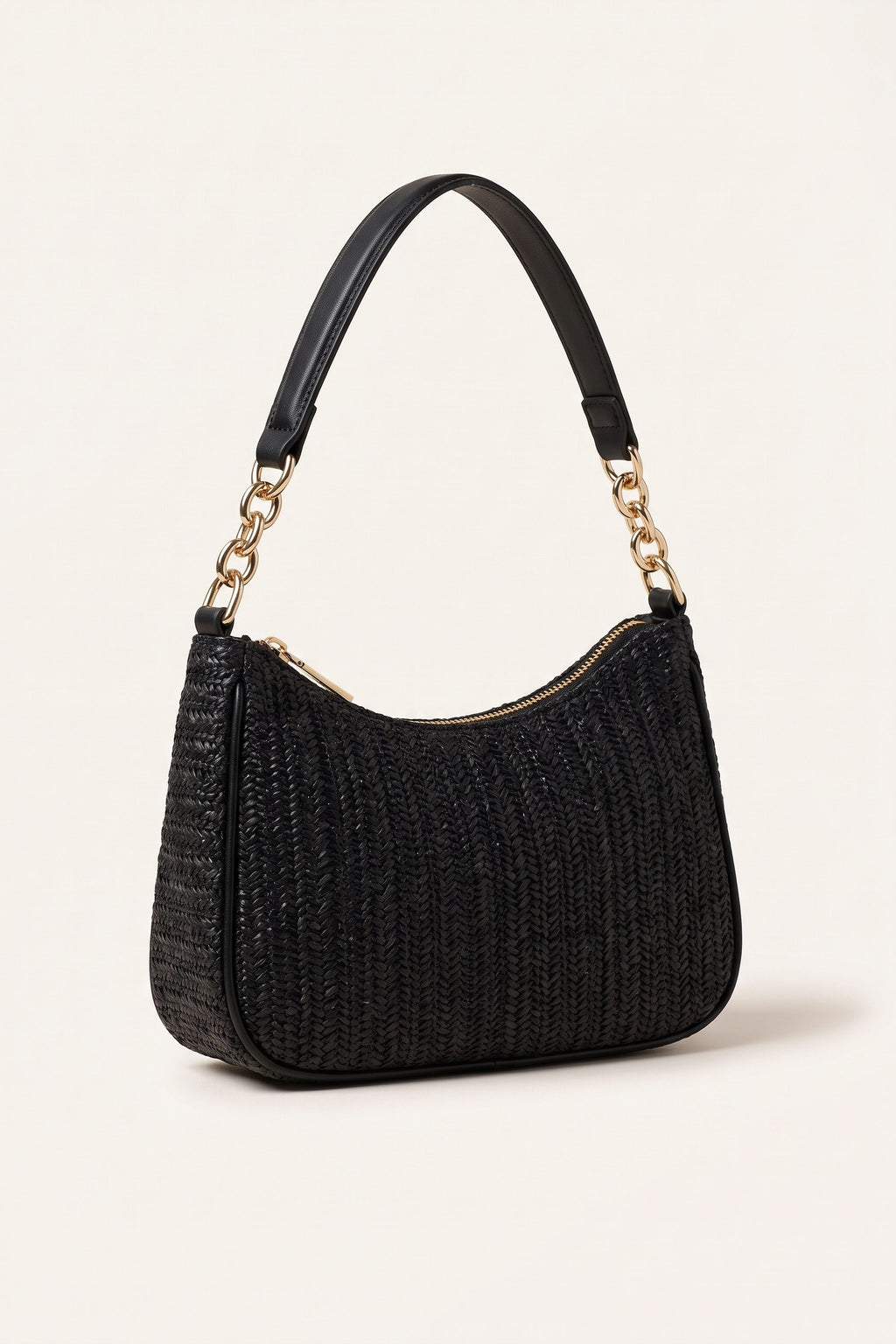 Florence shoulder bag in black — three-quarter view