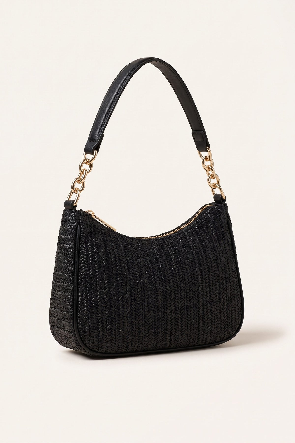 Florence shoulder bag in black — three-quarter view