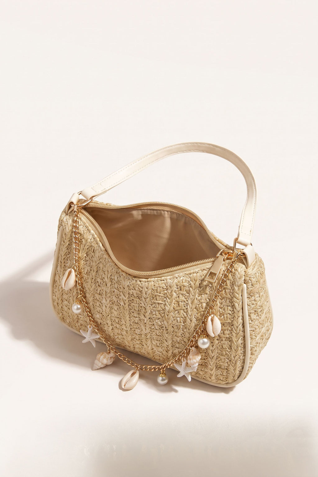 Florence shoulder bag in dark beige — open view