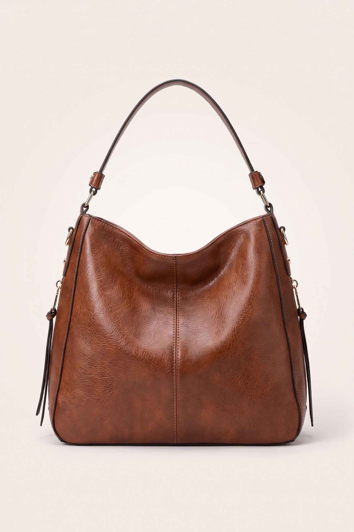 Genevieve hobo bag in brown — front view