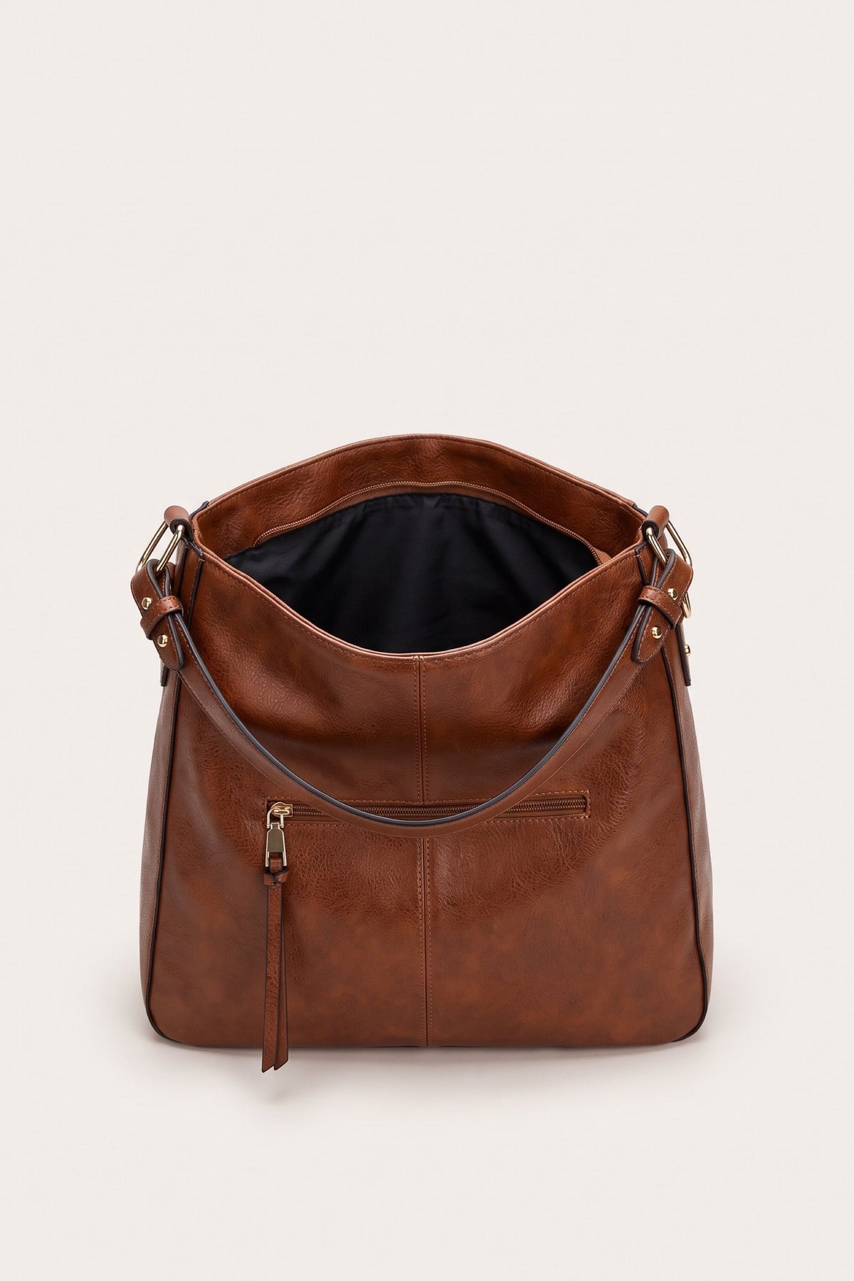 Genevieve hobo bag in brown — open view