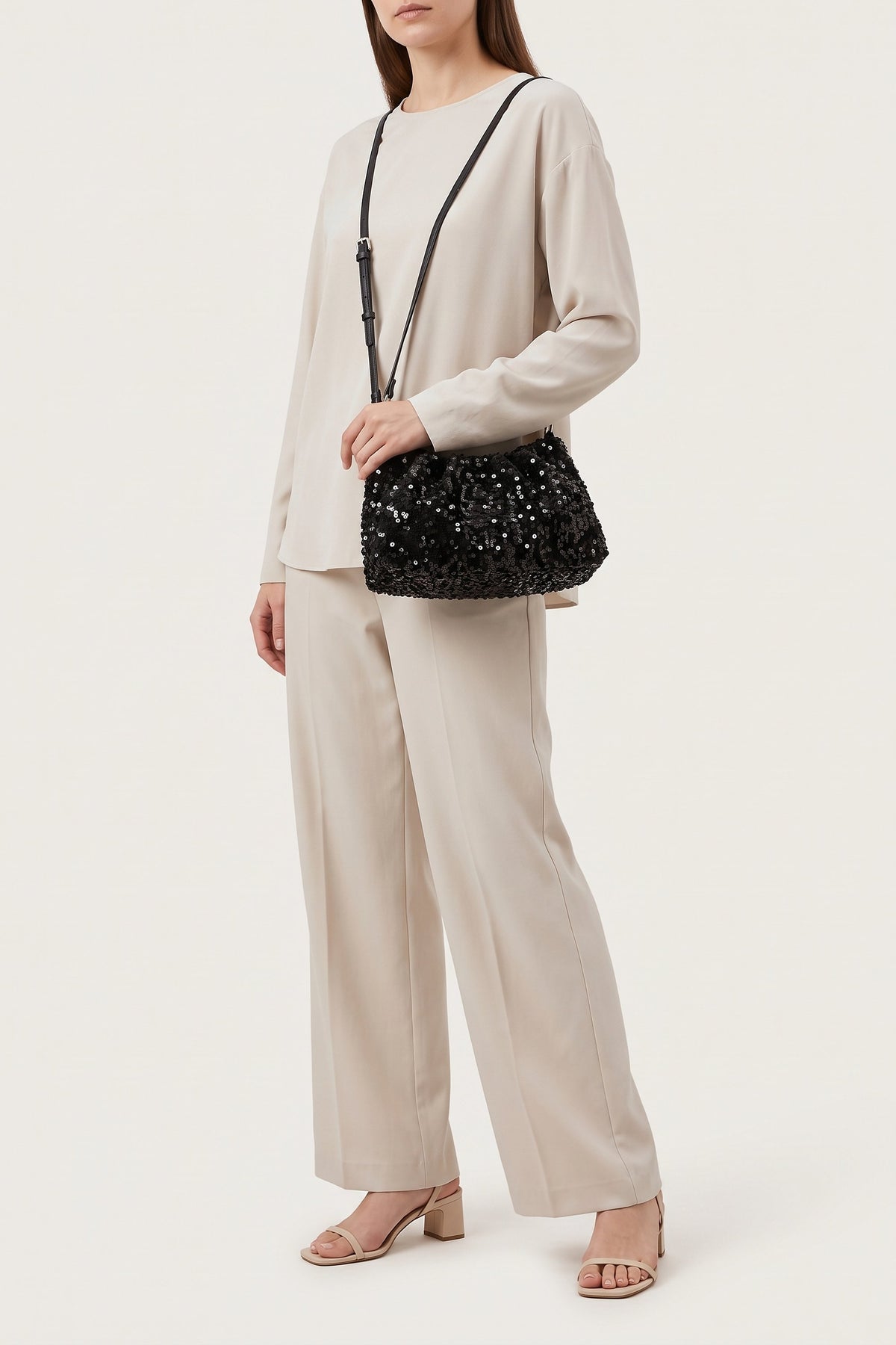 Giselle Shoulder Bag in Black — on model