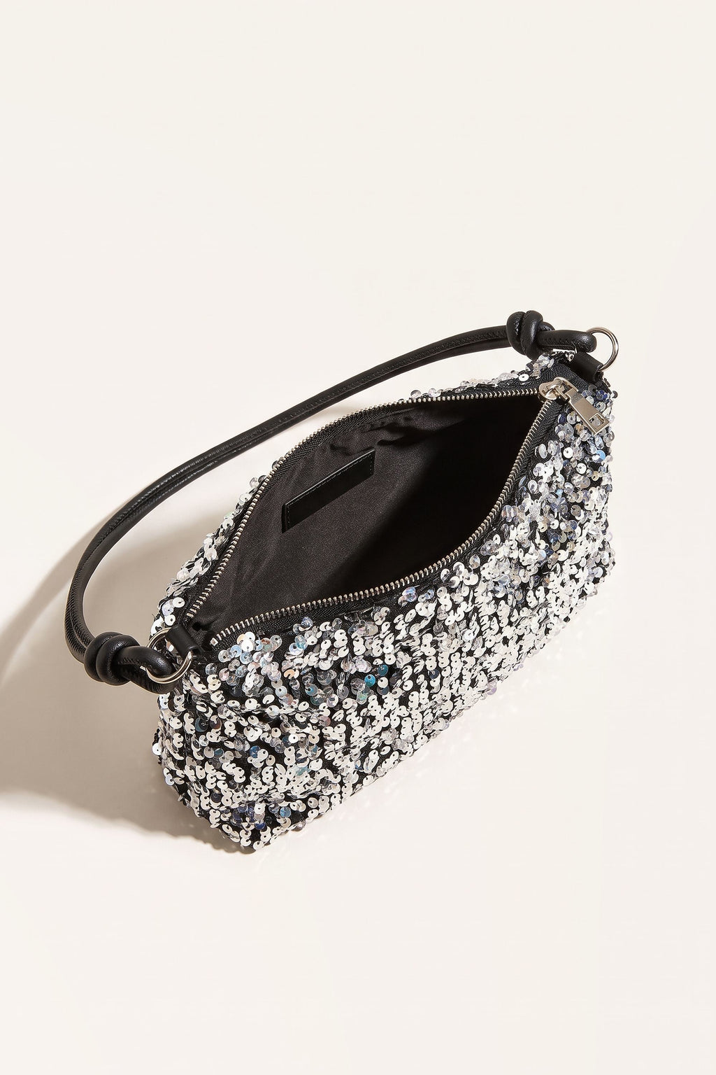 Giselle Shoulder Bag in Silver — open view