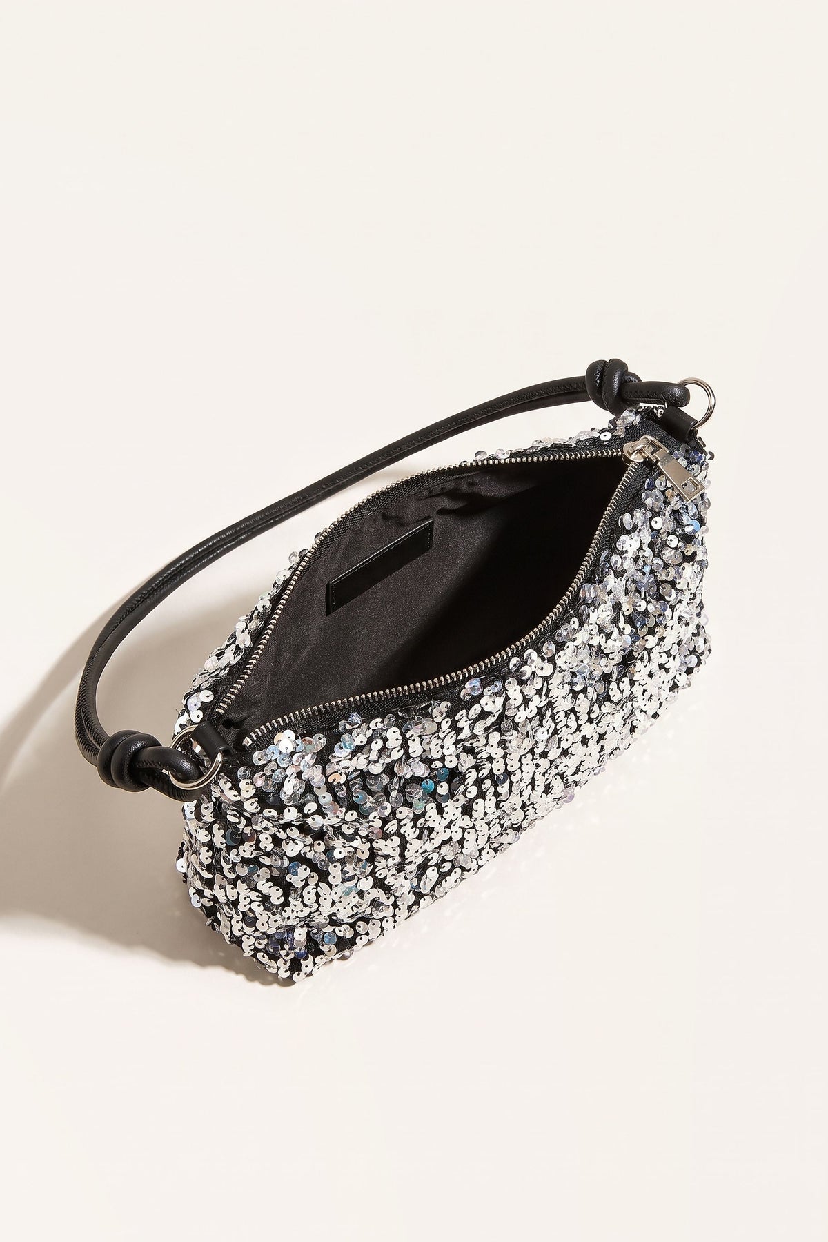 Giselle Shoulder Bag in Silver — open view