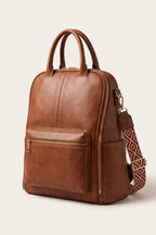 Josephine convertible backpack in brown — three-quarter view