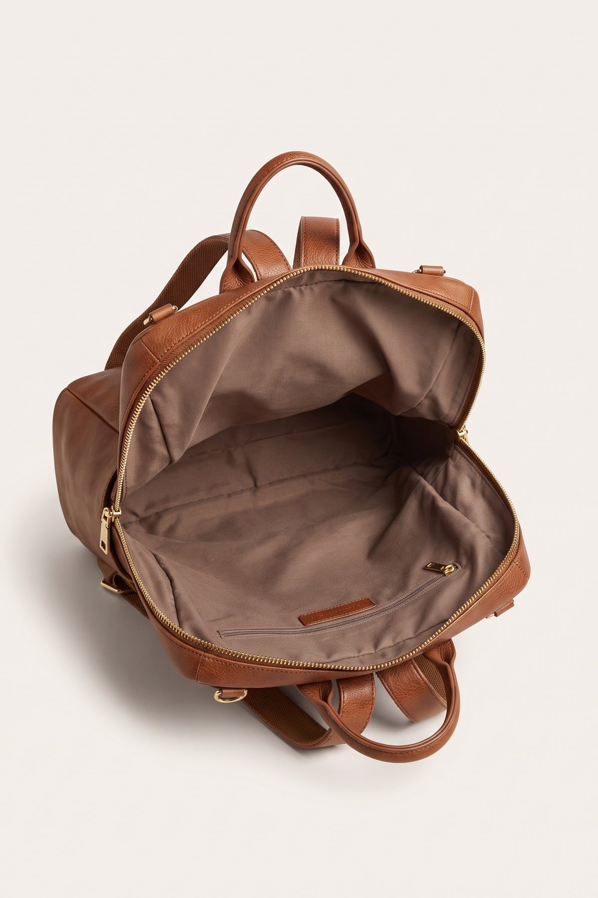 Josephine convertible backpack in brown — open view