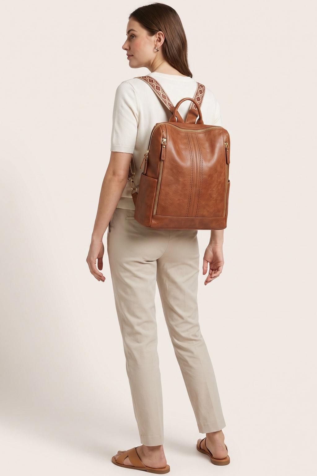 Josephine convertible backpack in brown — on model
