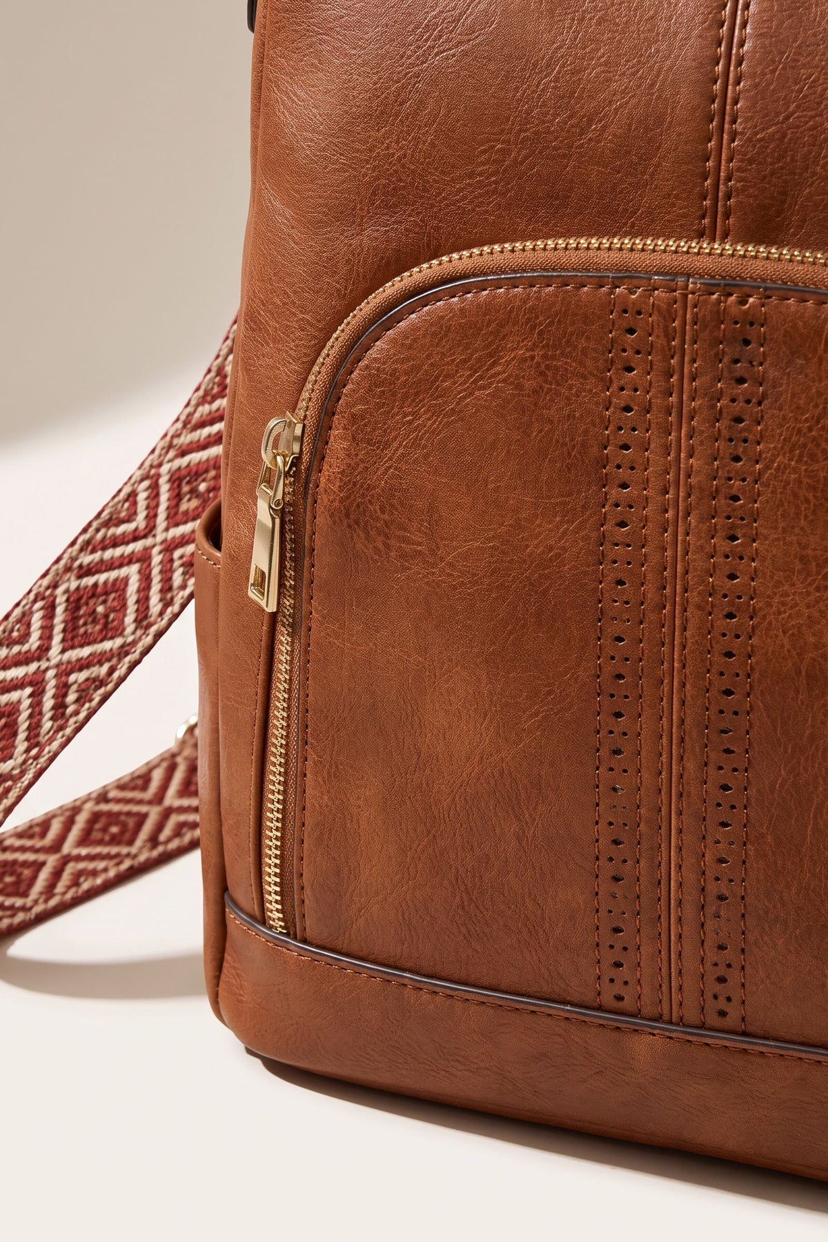 Josephine convertible backpack in brown — detail