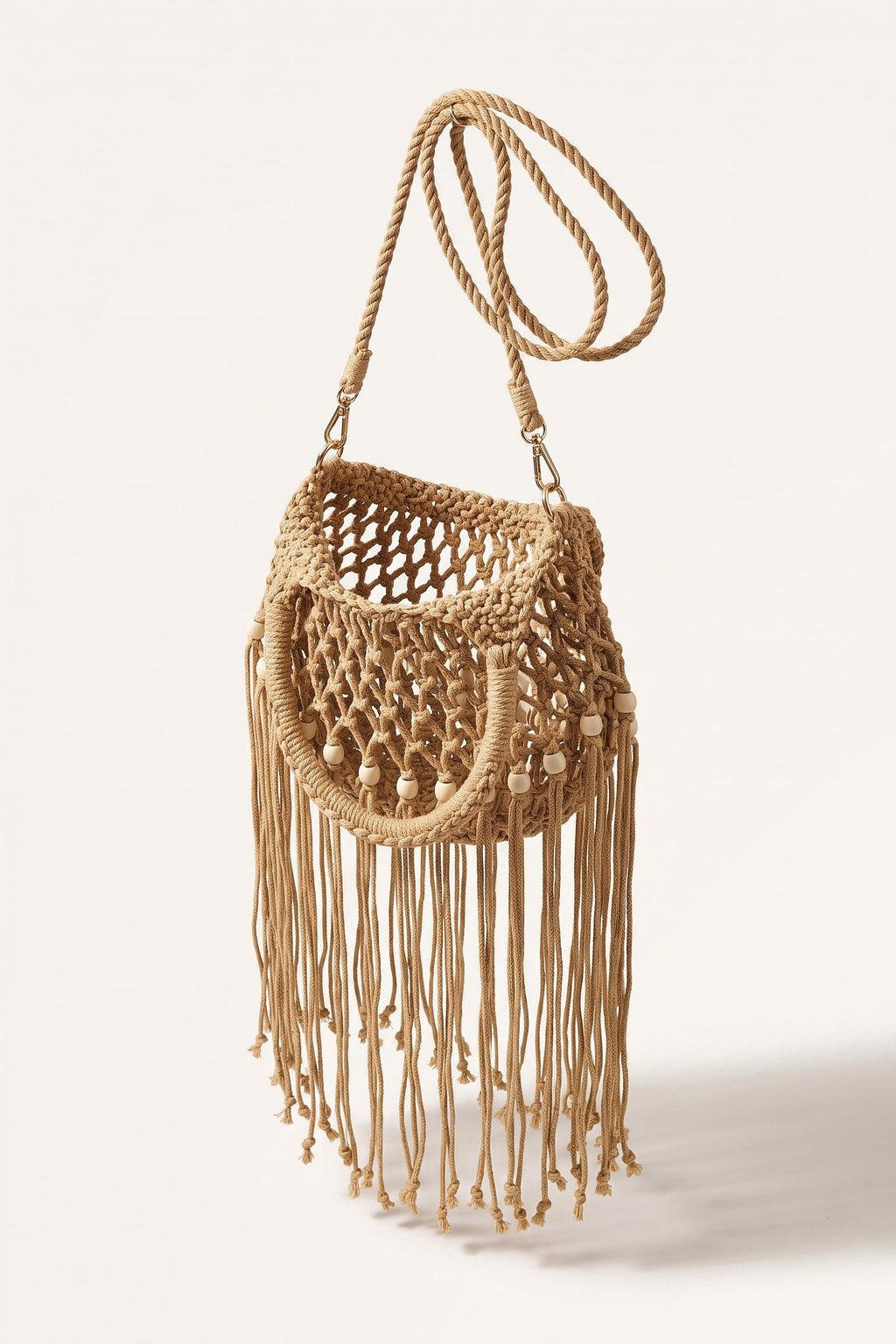 Juniper Shoulder Bag in Beige — open view