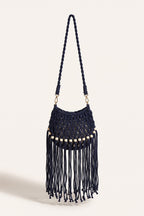 Juniper Shoulder Bag in Black/Navy Blue — front view
