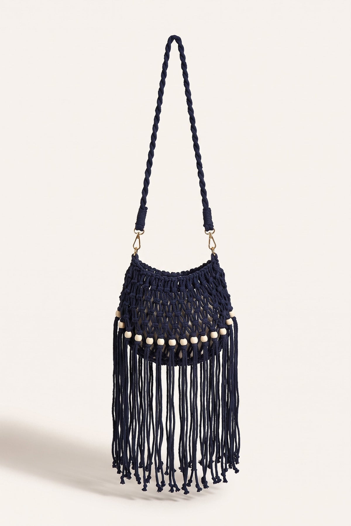 Juniper Shoulder Bag in Black/Navy Blue — front view