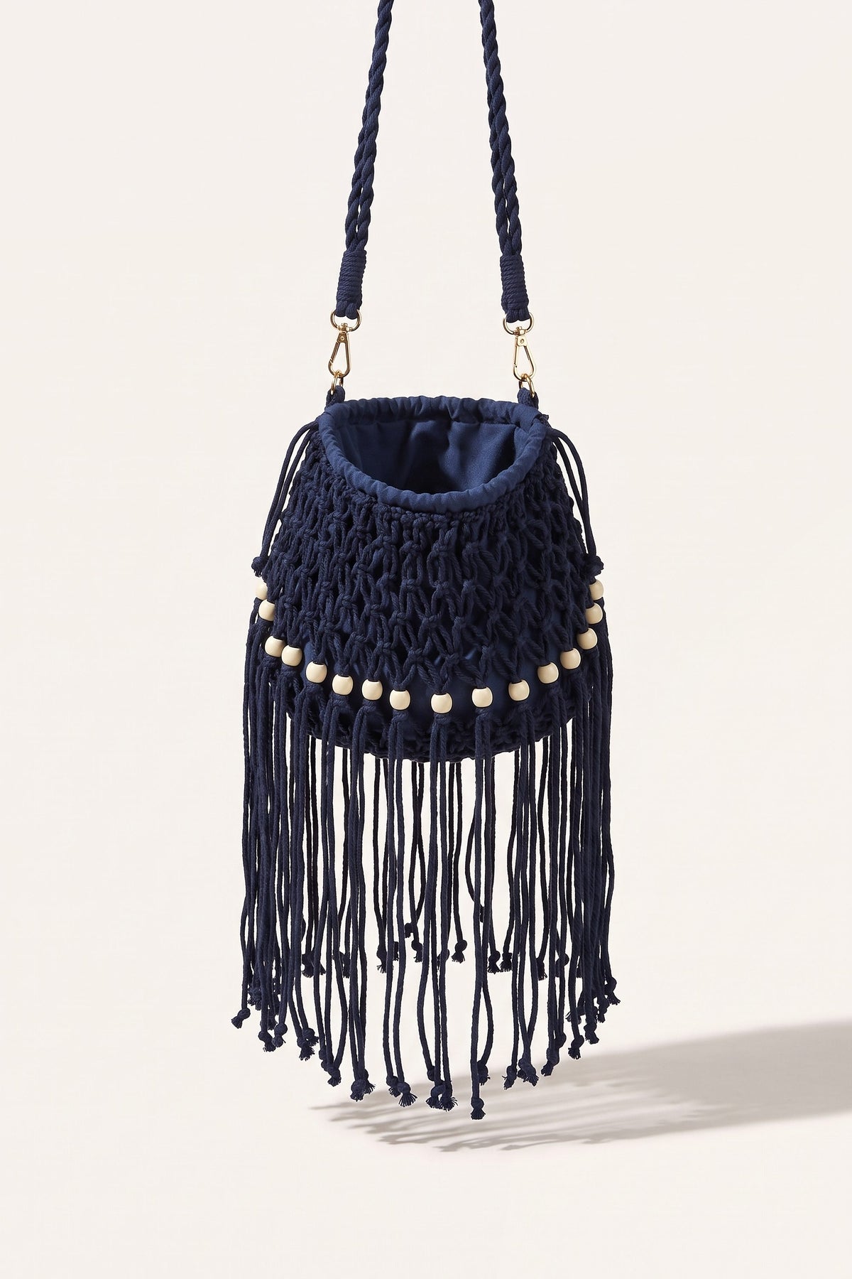 Juniper Shoulder Bag in Black/Navy Blue — open view