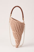 Lucille woven handbag in beige — front view