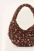 Margot mocha faux-pearl shoulder bag — detail