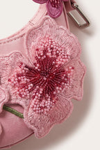 Rosalind blossom embroidery shoulder bag in pink — detail