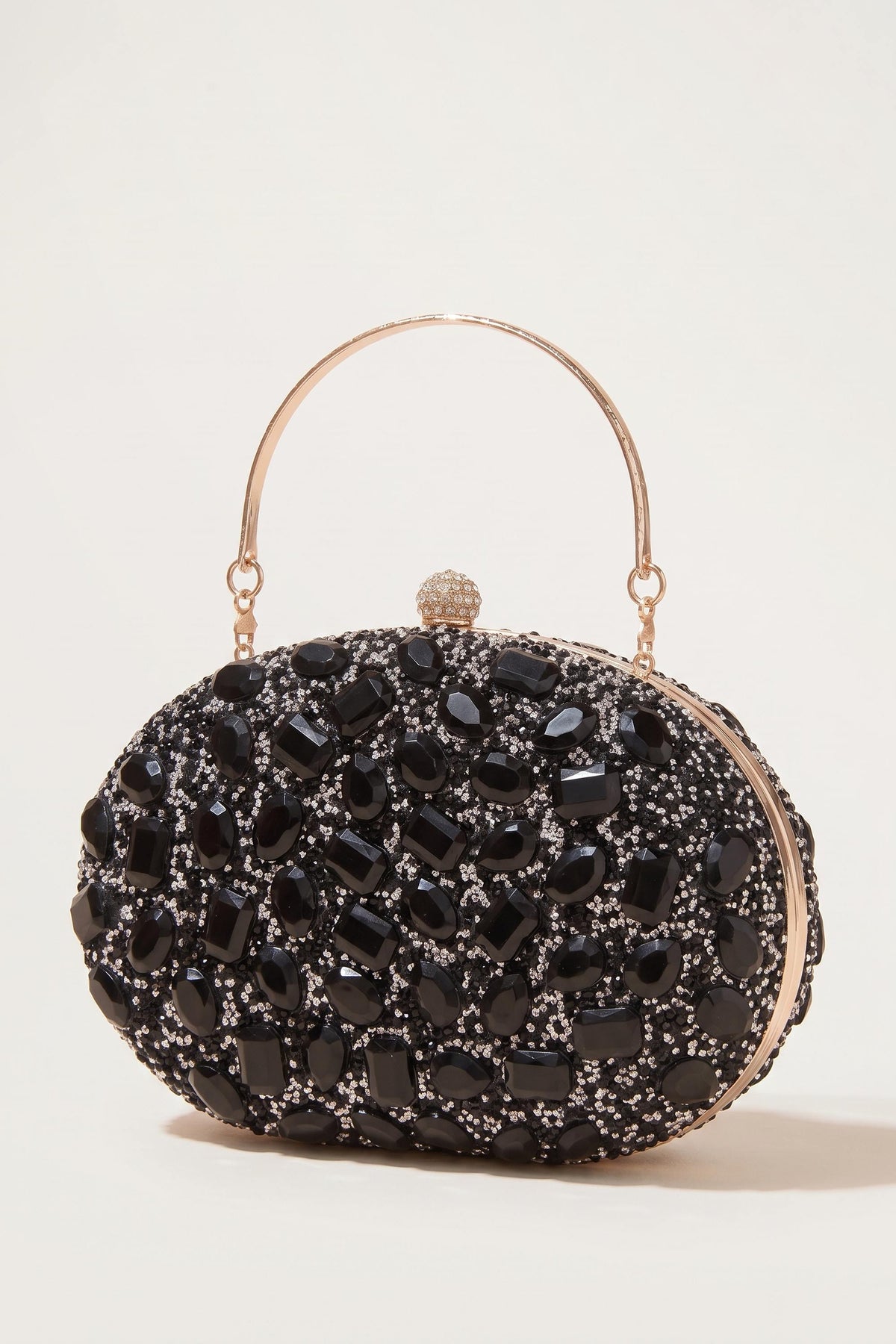 Seraphina Clutch in Black — three-quarter view