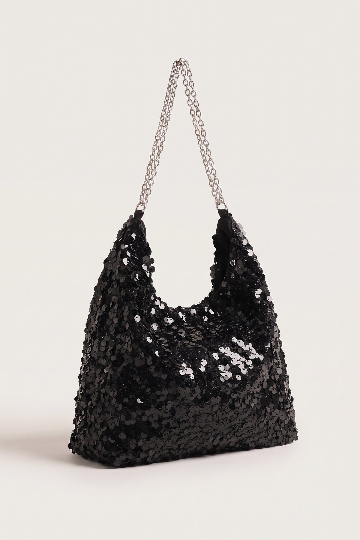 Sylvie Hobo Bag in Black — three-quarter view