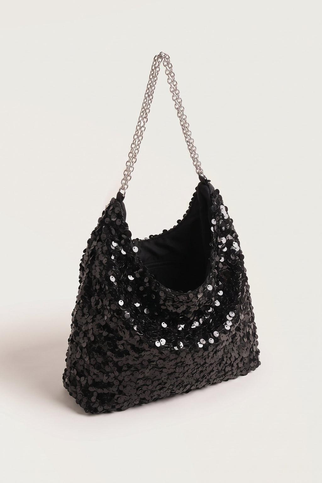 Sylvie Hobo Bag in Black — open view