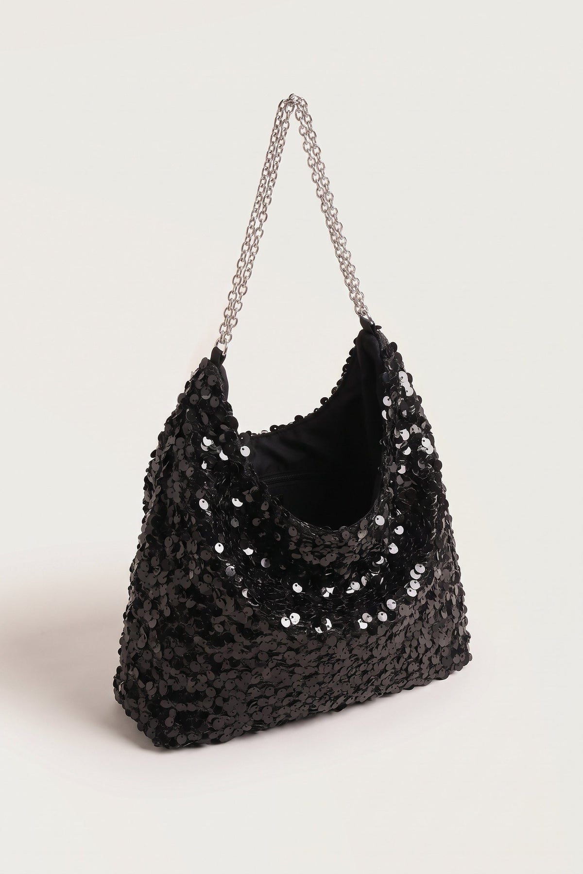 Sylvie Hobo Bag in Black — open view