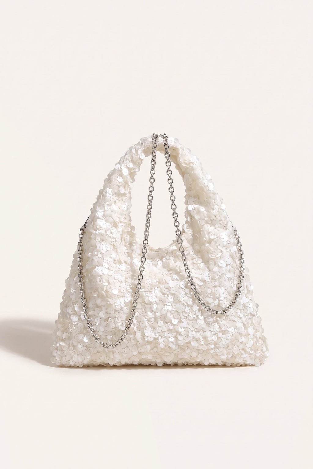 Sylvie Hobo Bag in White — front view