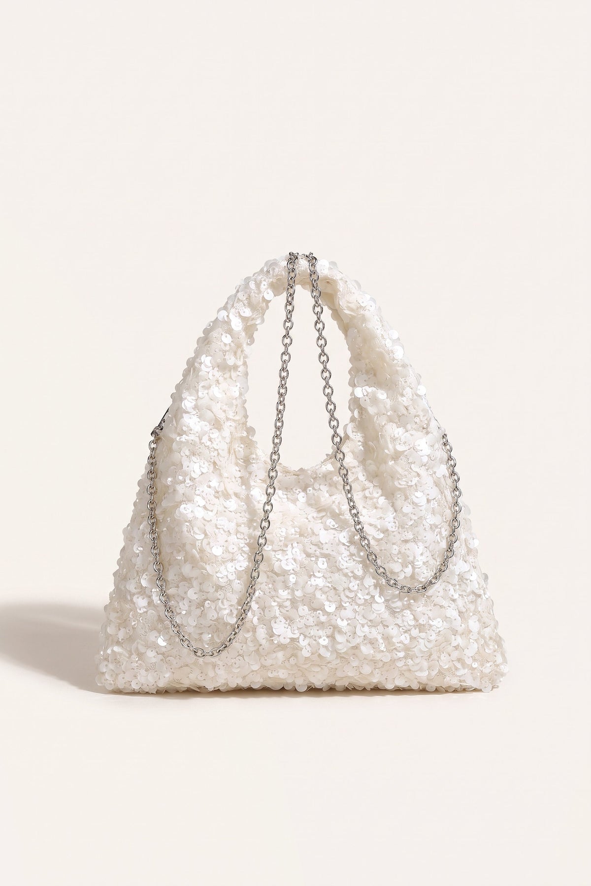 Sylvie Hobo Bag in White — front view