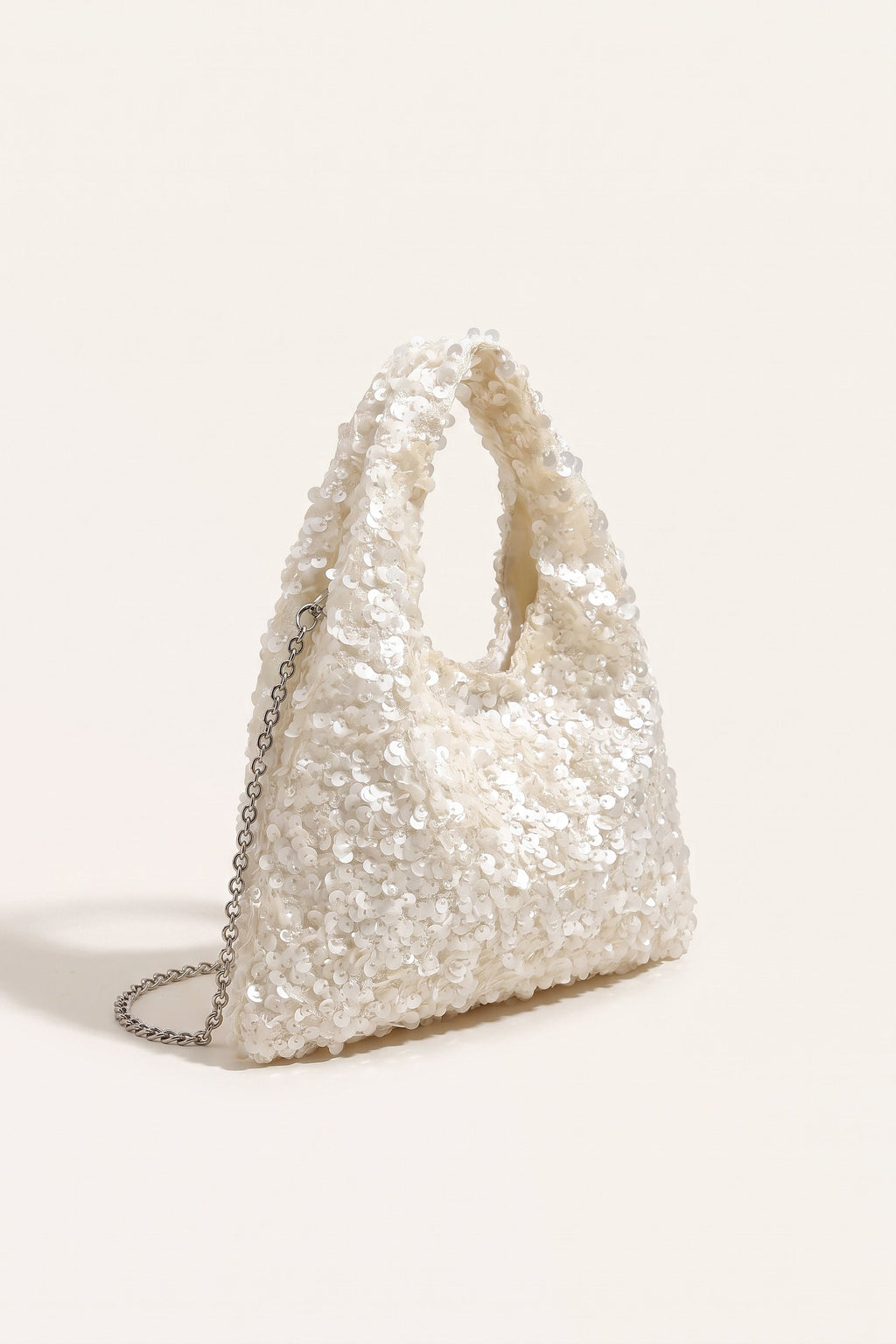 Sylvie Hobo Bag in White — three-quarter view