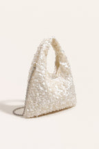 Sylvie Hobo Bag in White — three-quarter view
