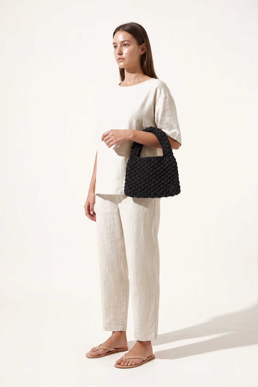 Wren Tote Bag in Black — on model
