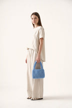 Wren Tote Bag in Blue — on model