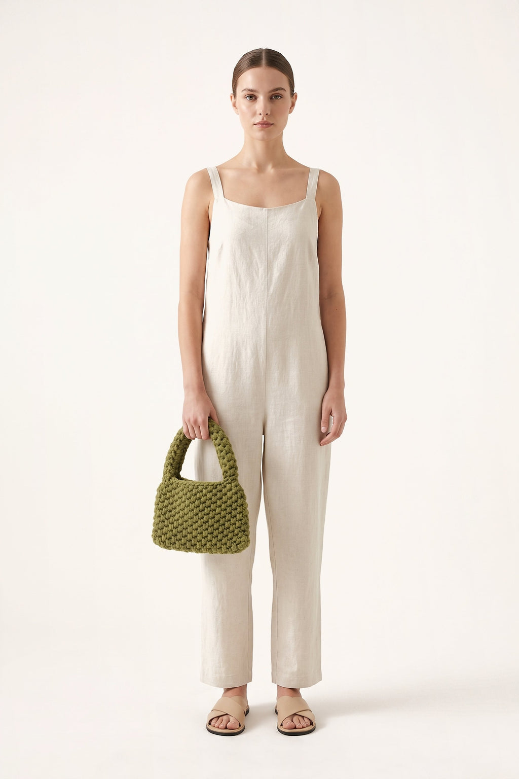 Wren Tote Bag in Military Green — on model
