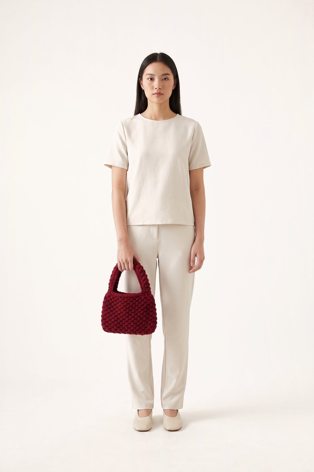 Wren Tote Bag in Red — on model