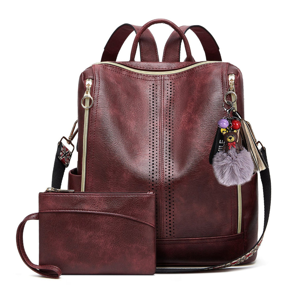 Josephine backpack in Wine Red — front view