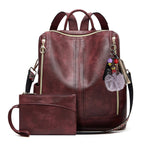 Josephine backpack in Wine Red — front view