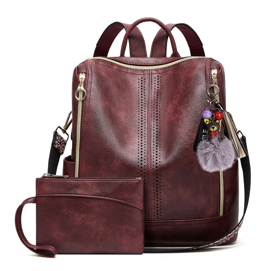 Josephine backpack in Wine Red — front view