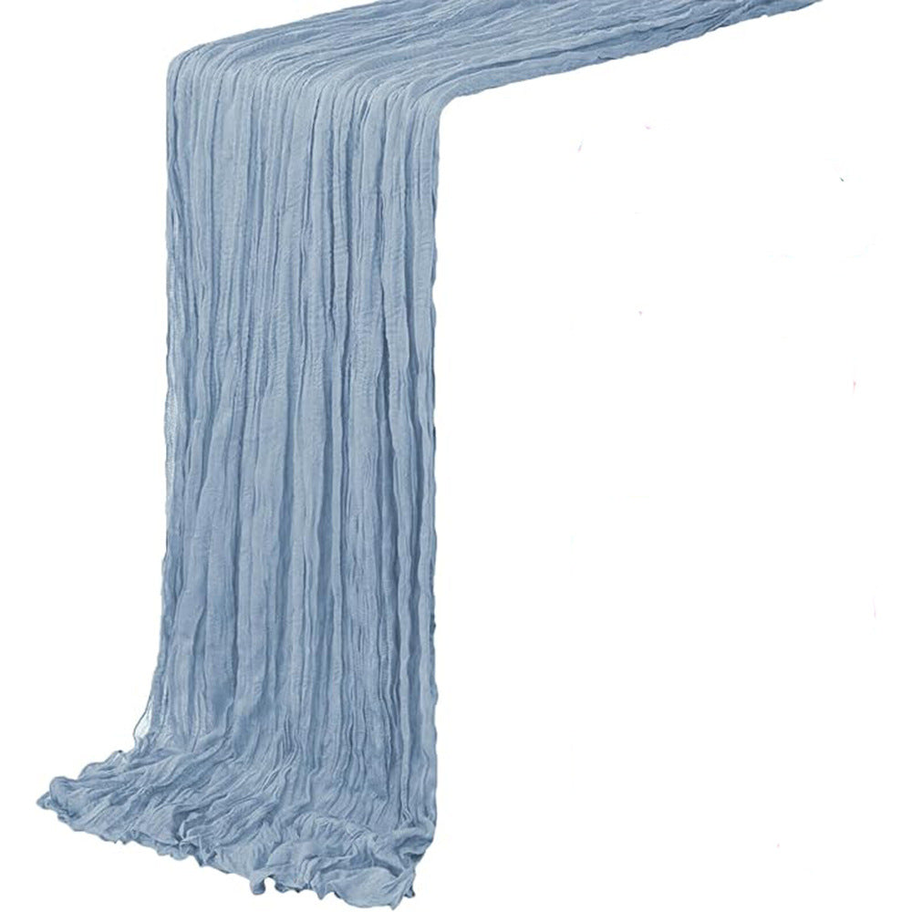Crinkle Fabric Table Runner in Grey Blue — flat view