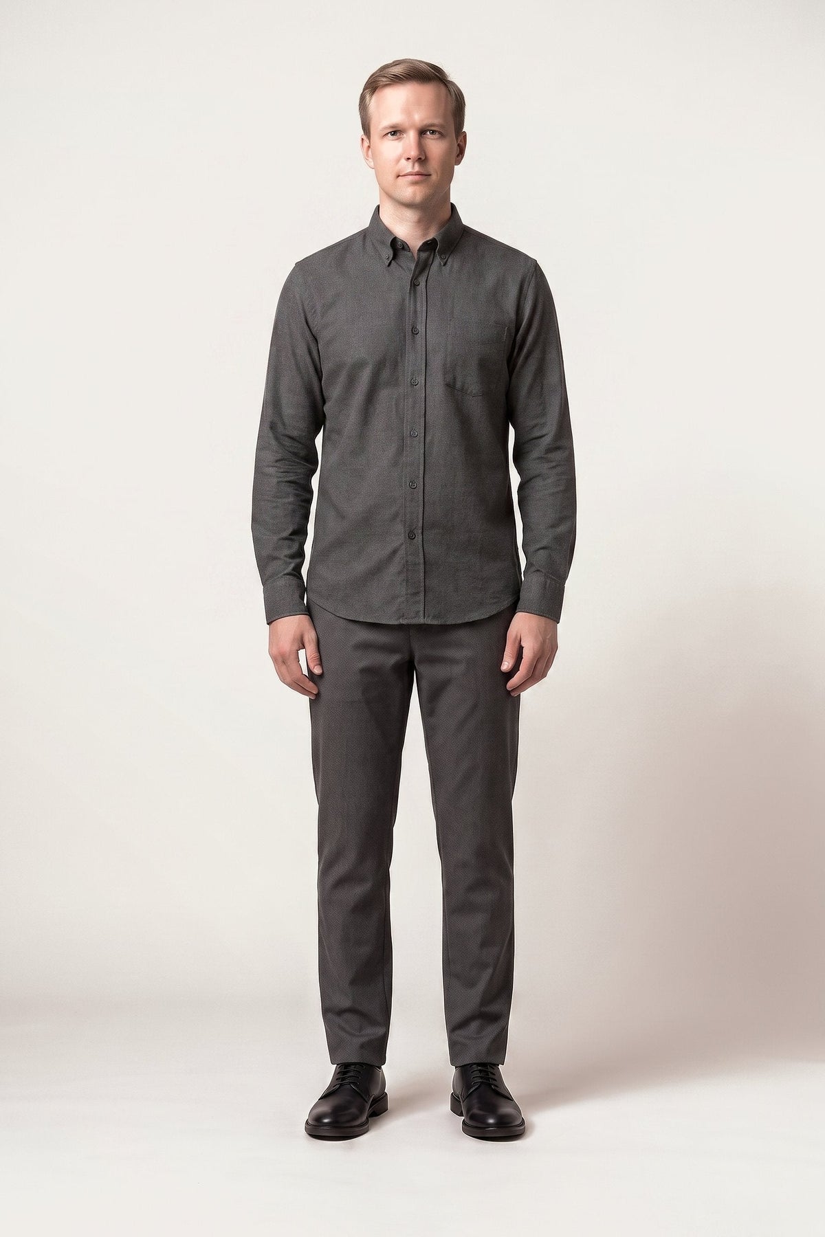 Anton shirt in dark grey — front view