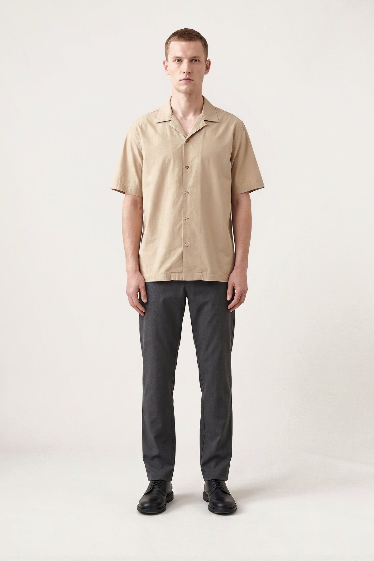 Birger shirt in sand — front view