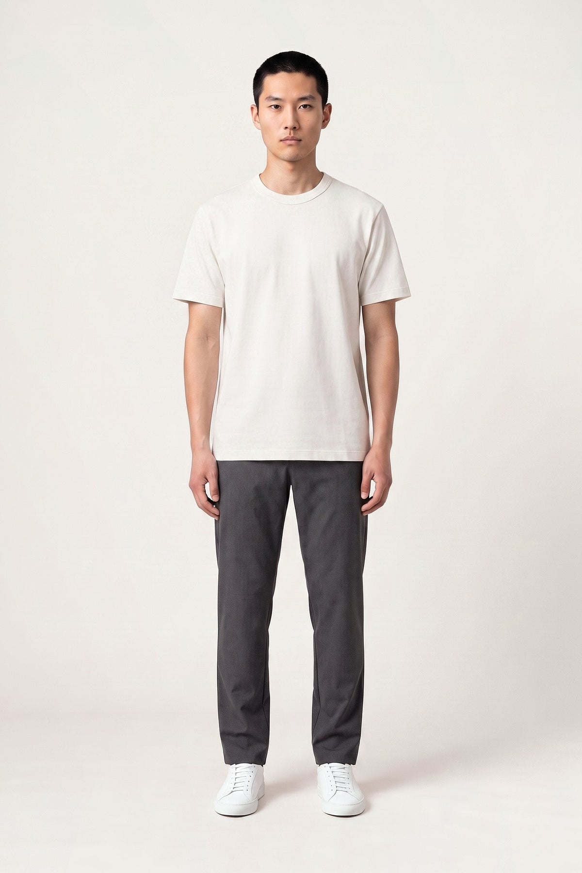 Harald T-shirt in off-white — front view on model