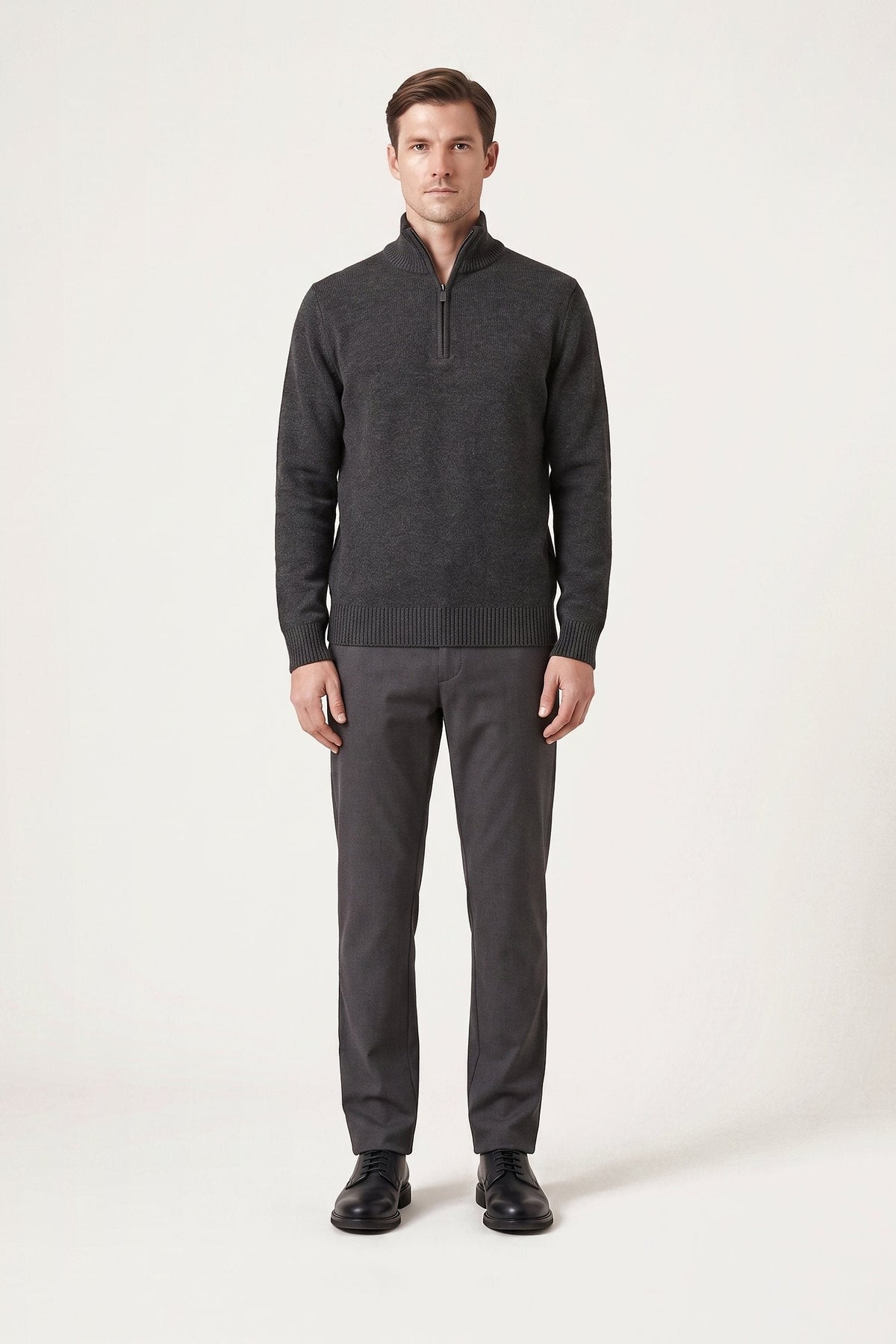 Lund jumper in dark grey — front view
