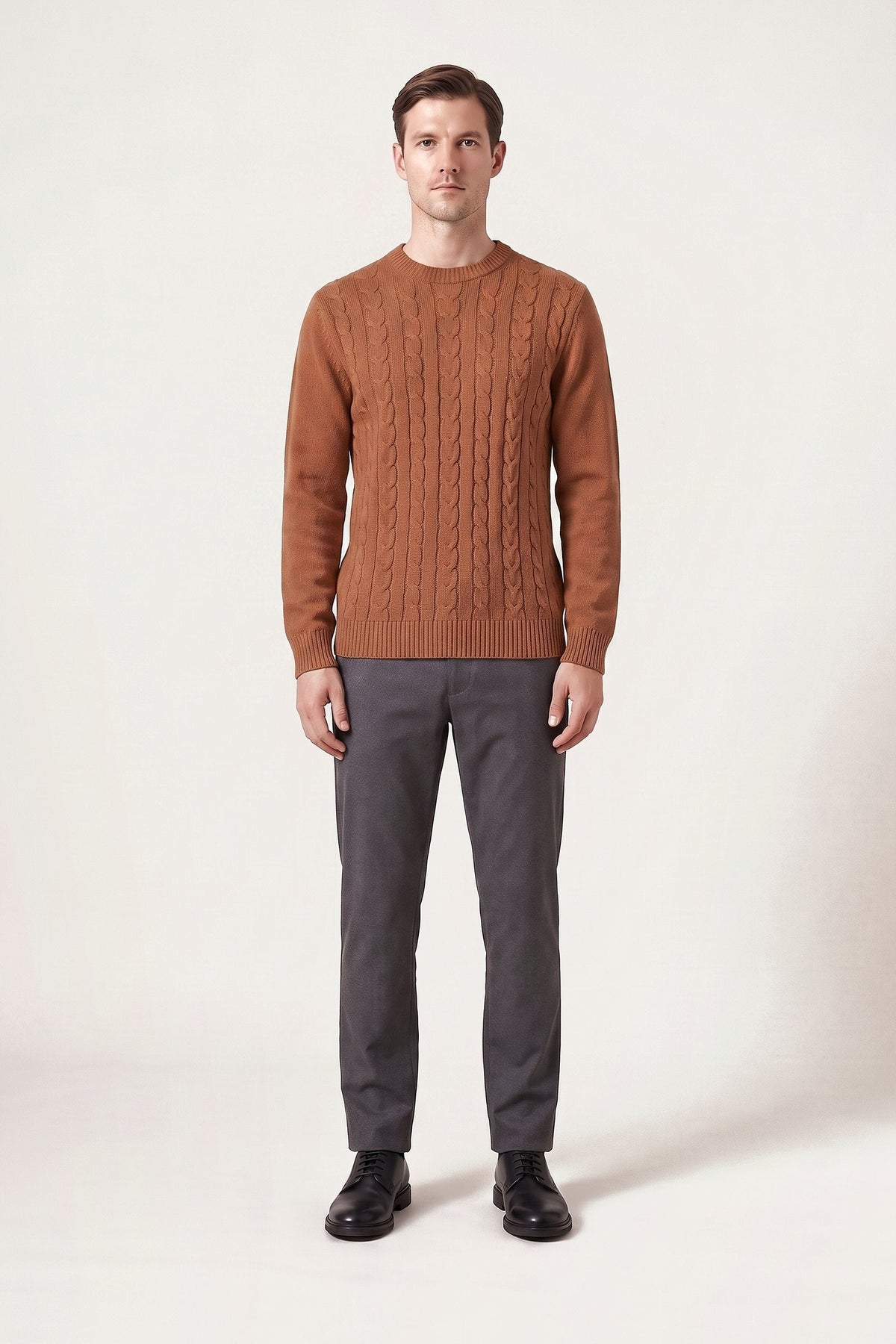 Malte jumper in rust brown — front view