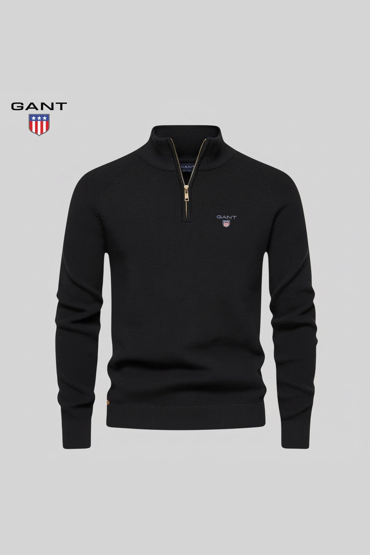 GANT® premium zip sweatshirt in black — product photo