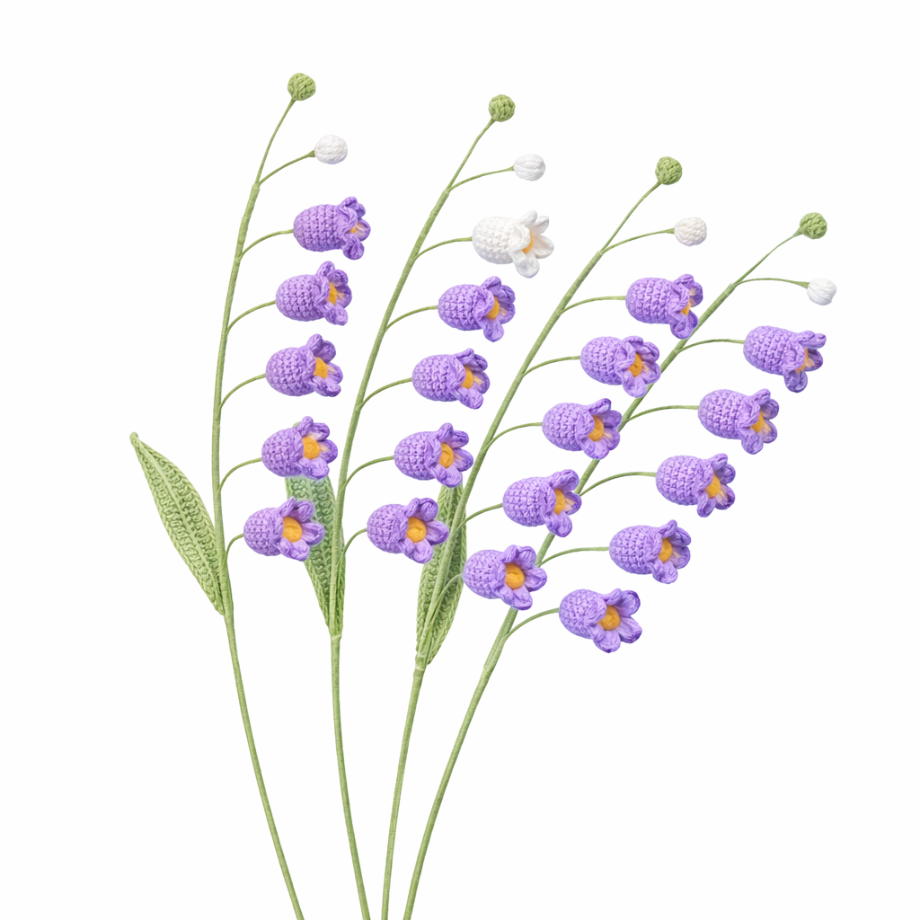 Crochet Lily of the Valley Stems in Purple — product view