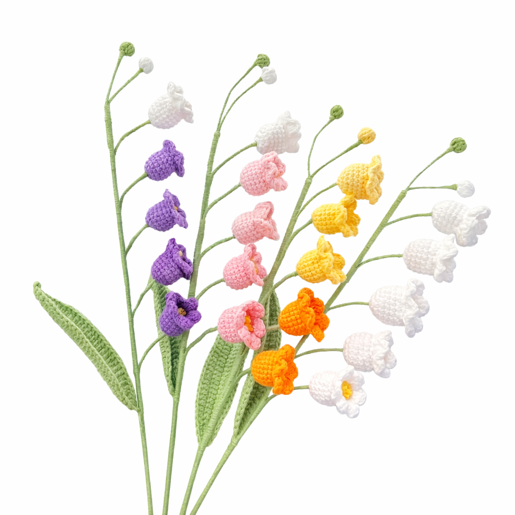 Crochet Lily of the Valley Stems in mixed colours — product view