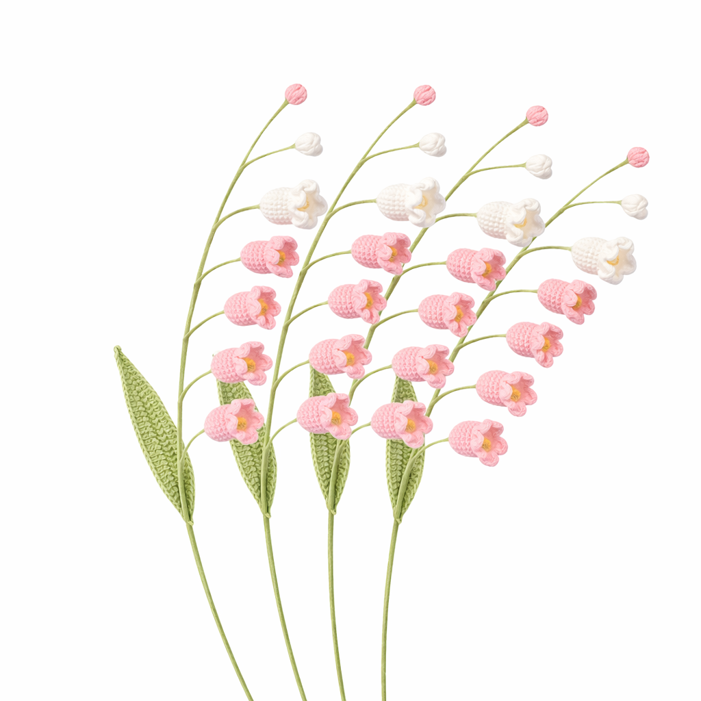 Crochet Lily of the Valley Stems in Pink — product view