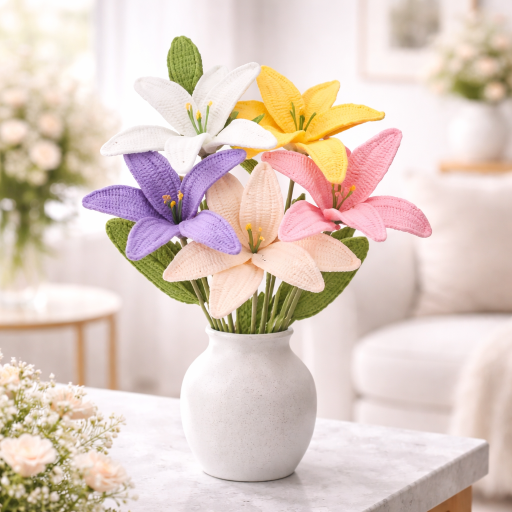 Crochet Lily in a vase — styled